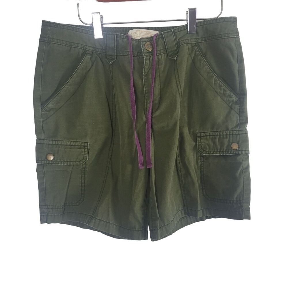 Eddie Bauer Rip Stop Shorts 6 Womens Green Cargo‎ Mid Rise Snap Pockets Bottoms